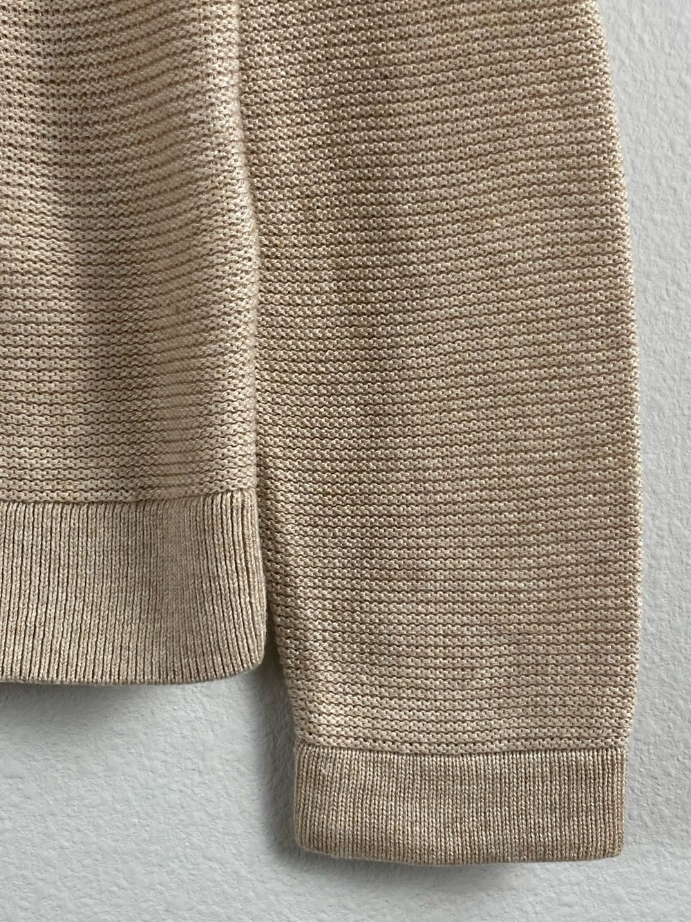 J. Crew Factory Scalloped Long Sleeve Crewneck Sweater | Heather Sandalwood - Picture 11 of 16